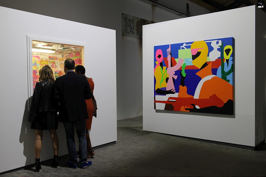 Visitors encountering contemporary graffiti art at Arterminal